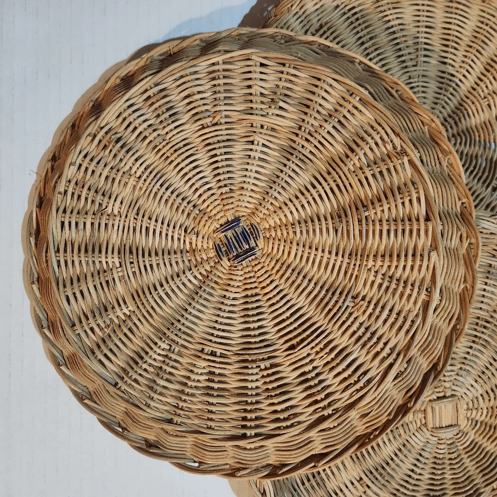 Wicker Bread Baskets Set of 3 Round Farmhouse Boho Decor 10